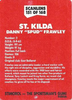 1989 Scanlens VFL #151 Danny Frawley Back